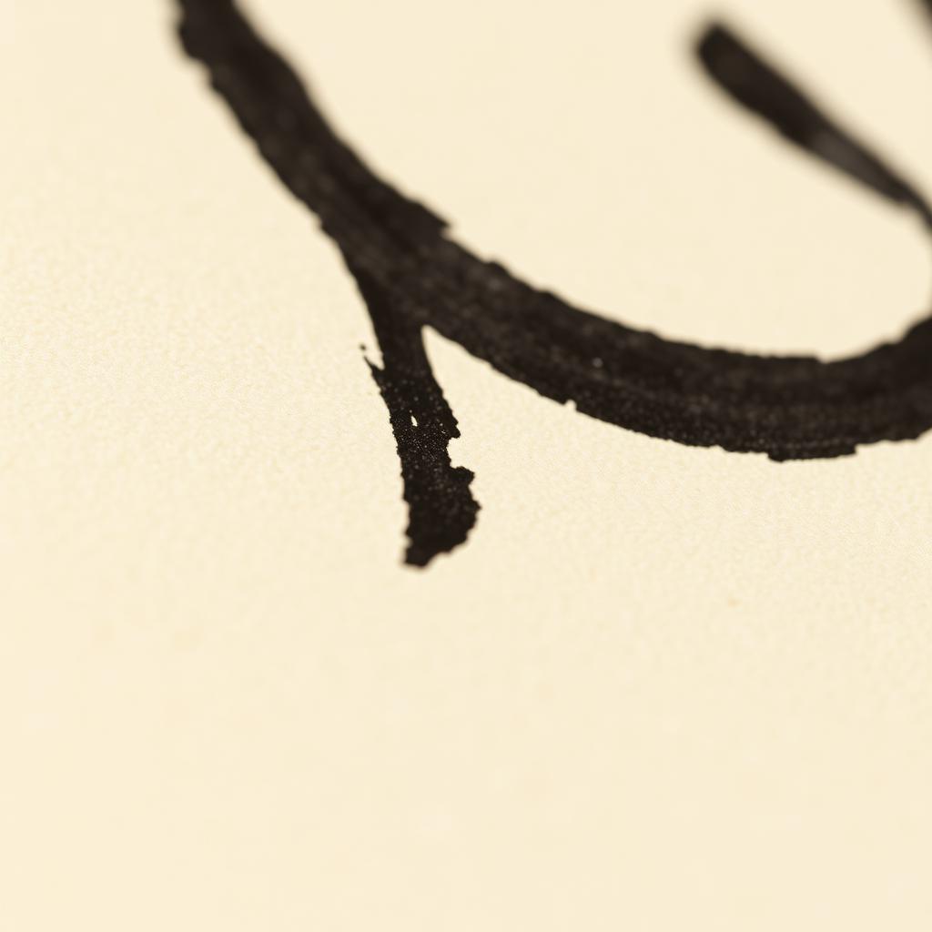 Nahaufnahme einer arabischen Kalligraphie-Linie mit Pigmenttinte auf Ivory-Papier